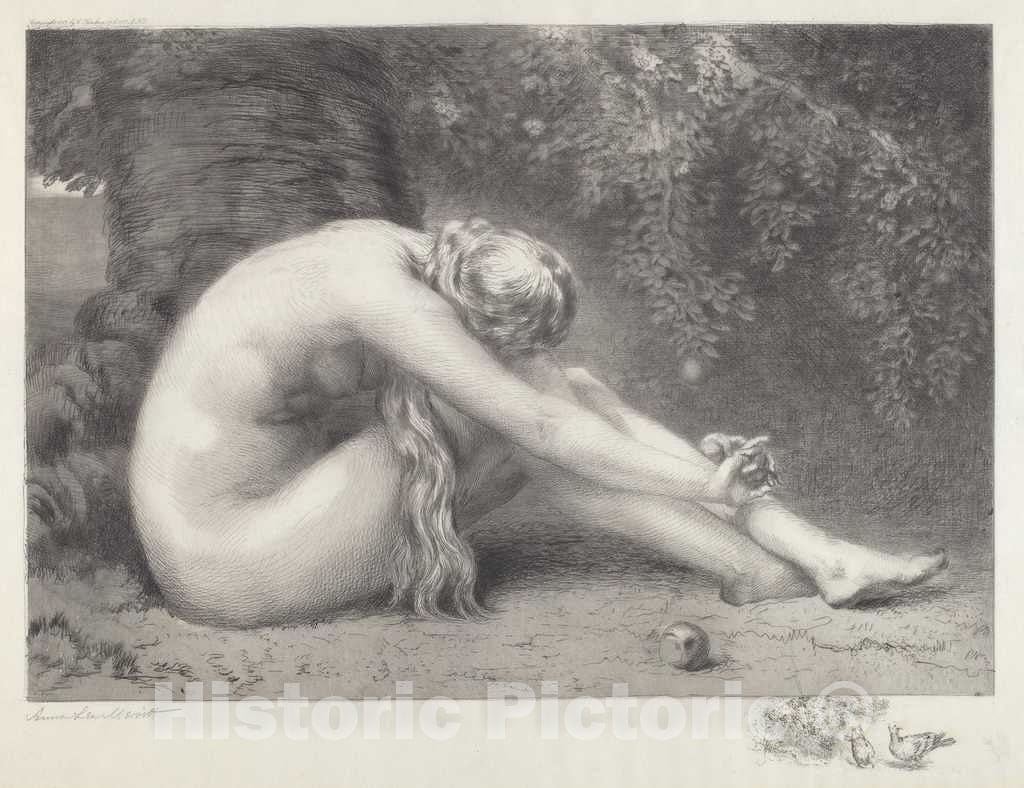 Art Print : Anna Massey Lea Merritt, Eve Repentant, 1887 - Vintage Wall Art