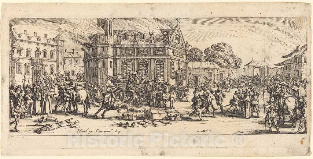 Art Print : Jacques Callot, Destruction of a Convent, c. 1633 - Vintage Wall Art