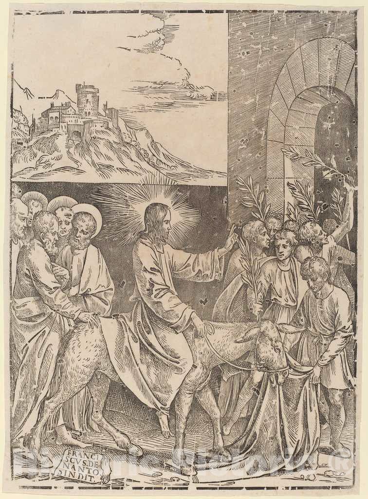 Art Print : Francesco Denanto, Christ's Entry into Jerusalem - Vintage Wall Art
