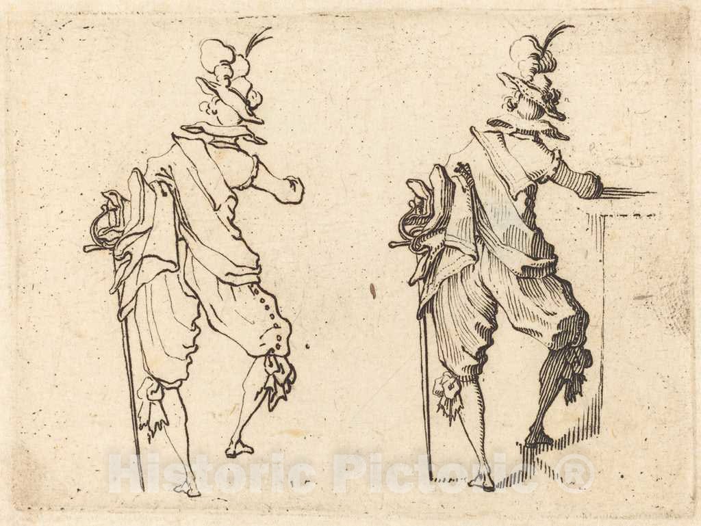 Art Print : Jacques Callot, Man with Sword, c. 1617 - Vintage Wall Art