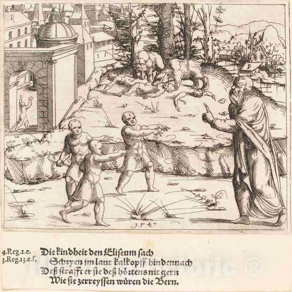 Art Print : Augustin Hirschvogel, The Murder of The Children of Bethel, 1547 - Vintage Wall Art