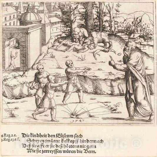 Art Print : Augustin Hirschvogel, The Murder of The Children of Bethel, 1547 - Vintage Wall Art