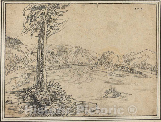 Art Print : Wolf Huber, The Rapids of The Danube Near Grein, 1531 - Vintage Wall Art