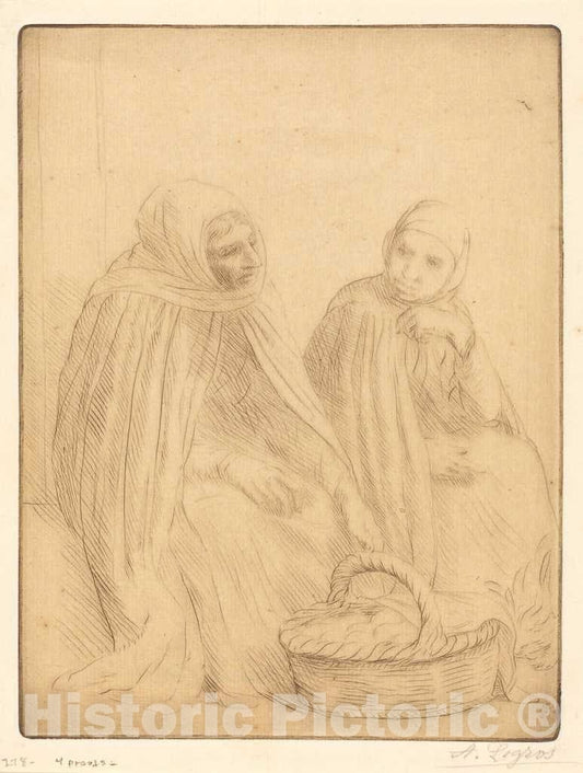 Art Print : Alphonse Legros, Egg-Sellers, 1st Plate (Les marchandes d'oeufs) - Vintage Wall Art