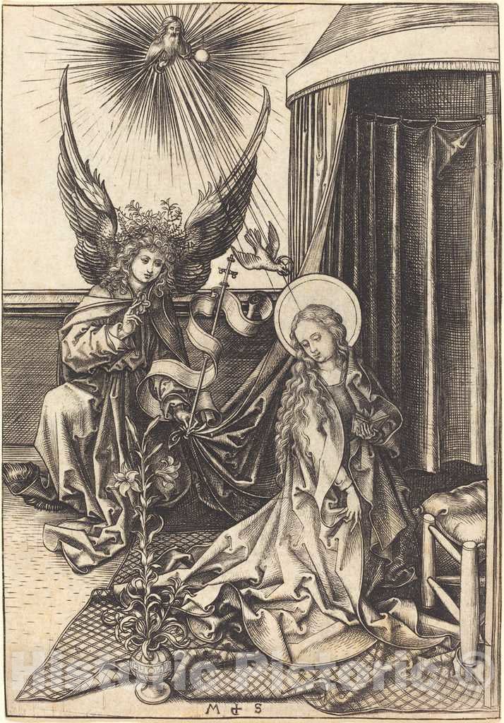 Art Print : Martin Schongauer, The Annunciation, c. 1480 - Vintage Wall Art