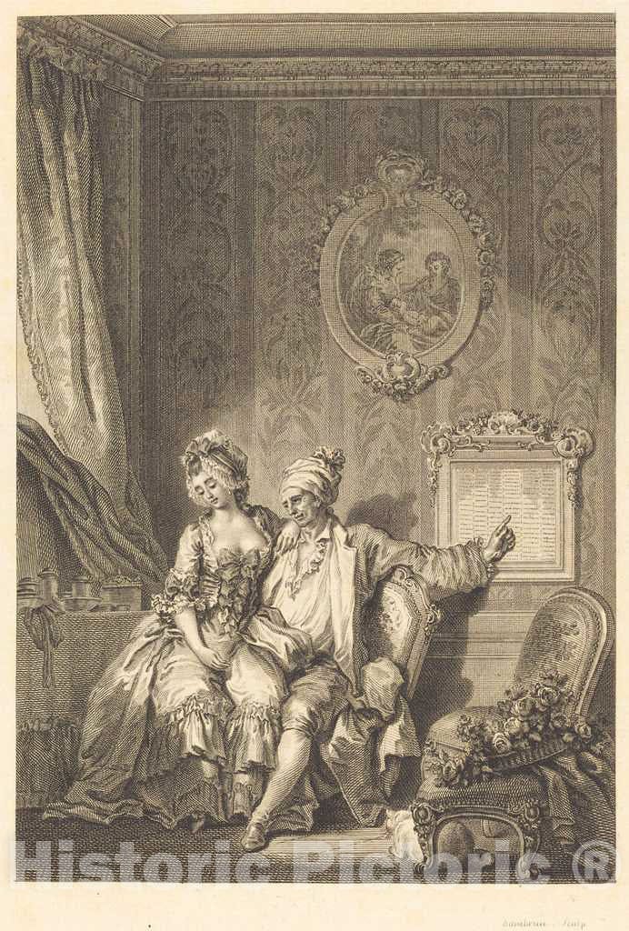 Art Print : Dambrun After Fragonard, Le calendrier des viellards - Vintage Wall Art