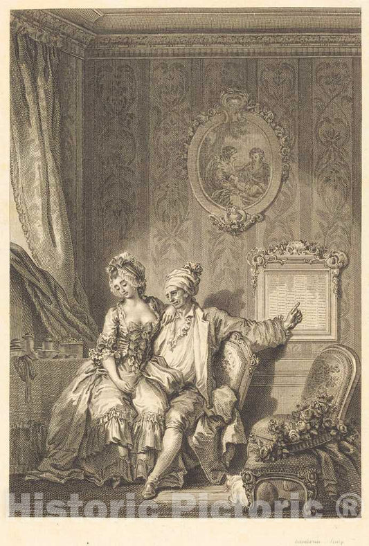 Art Print : Dambrun After Fragonard, Le calendrier des viellards - Vintage Wall Art