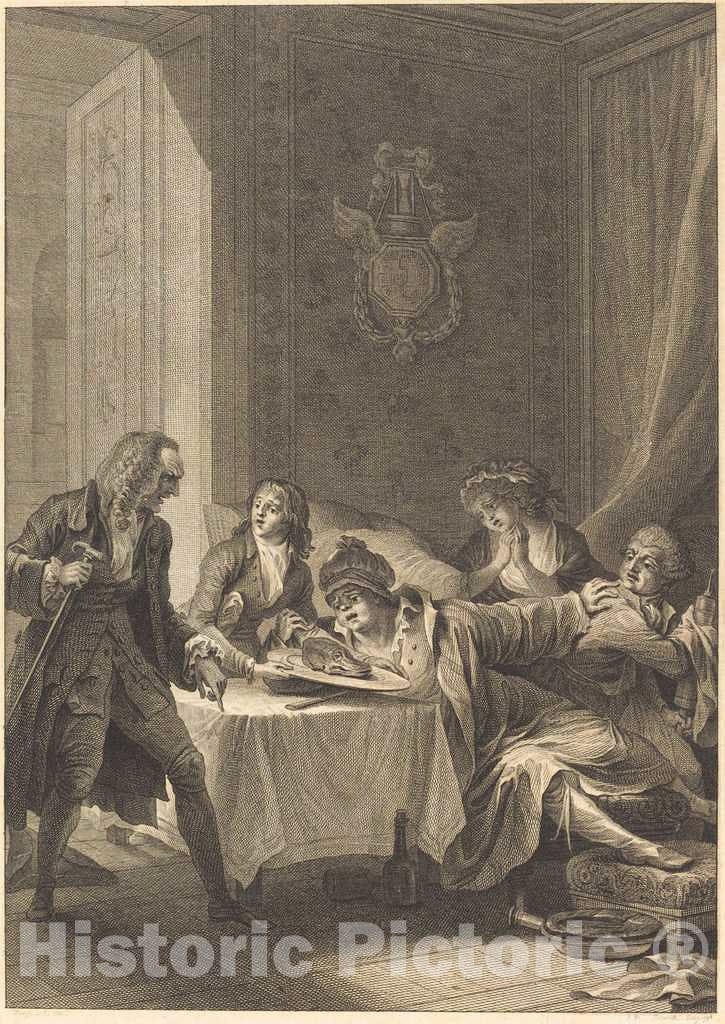 Art Print : Simonet After TouzÃ©, Le glouton, 1794 - Vintage Wall Art