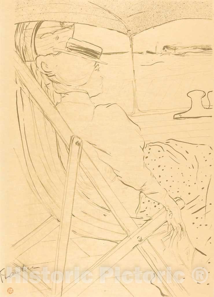 Art Print : Henri de Toulouse-Lautrec, The Passenger from Cabin 54 - Sailing in a Yacht (La passagÃ¨re du 54 - Promenade en Yacht), 1896 - Vintage Wall Art