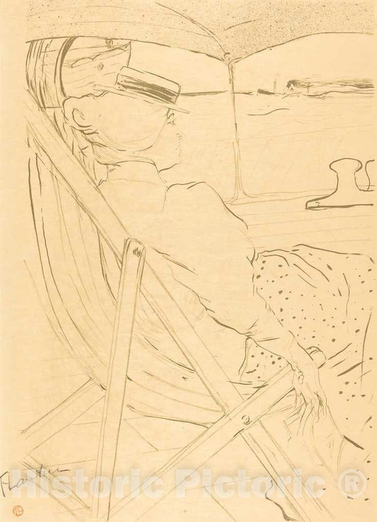 Art Print : Henri de Toulouse-Lautrec, The Passenger from Cabin 54 - Sailing in a Yacht (La passagÃ¨re du 54 - Promenade en Yacht), 1896 - Vintage Wall Art
