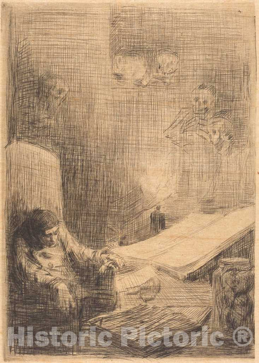 Art Print : Alphonse Legros, Sleeping Scholar (Le Savant endormi) - Vintage Wall Art