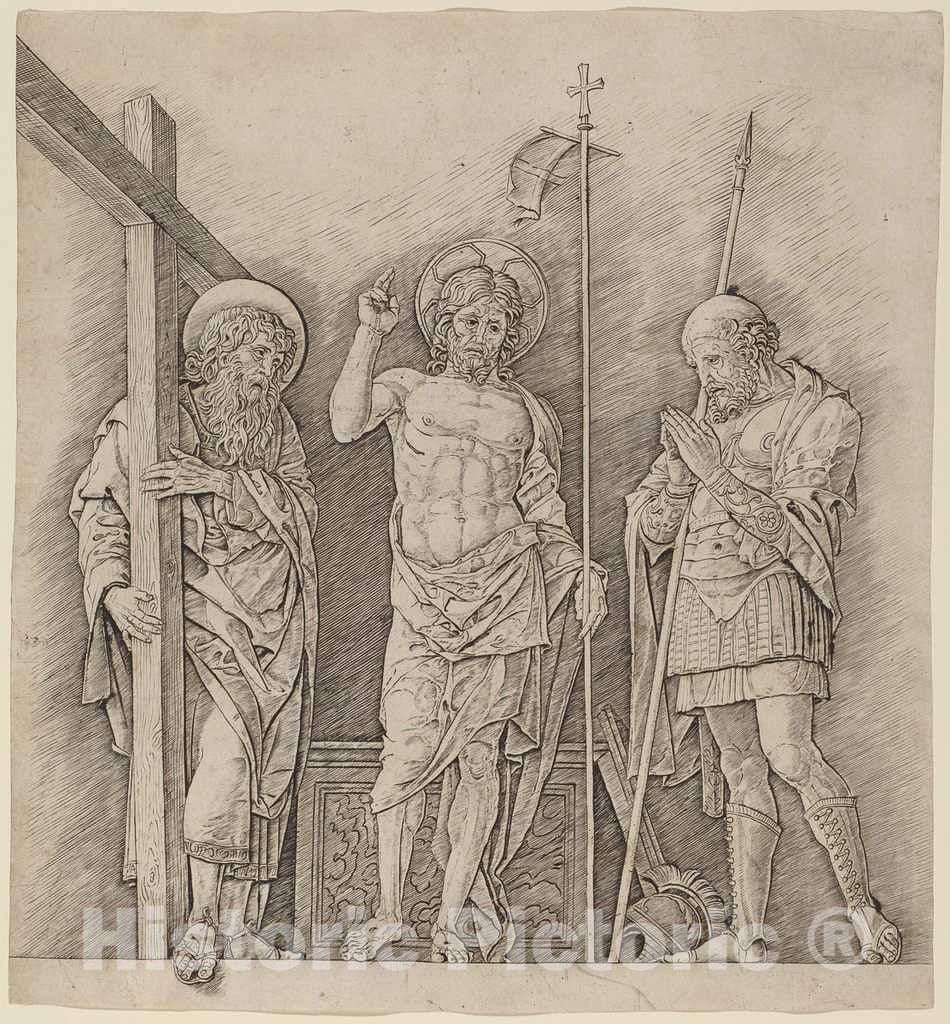 Art Print : Mantegna, Risen Christ Between Saints Andrew and Longinus, c. 1472 - Vintage Wall Art