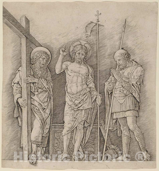 Art Print : Mantegna, Risen Christ Between Saints Andrew and Longinus, c. 1472 - Vintage Wall Art