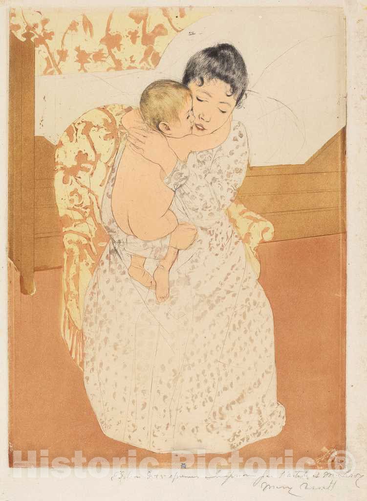 Art Print : Mary Cassatt, Maternal Caress, 1890-1891 - Vintage Wall Art