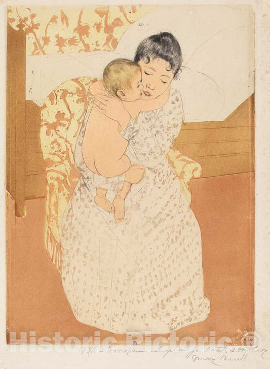 Art Print : Mary Cassatt, Maternal Caress, 1890-1891 - Vintage Wall Art