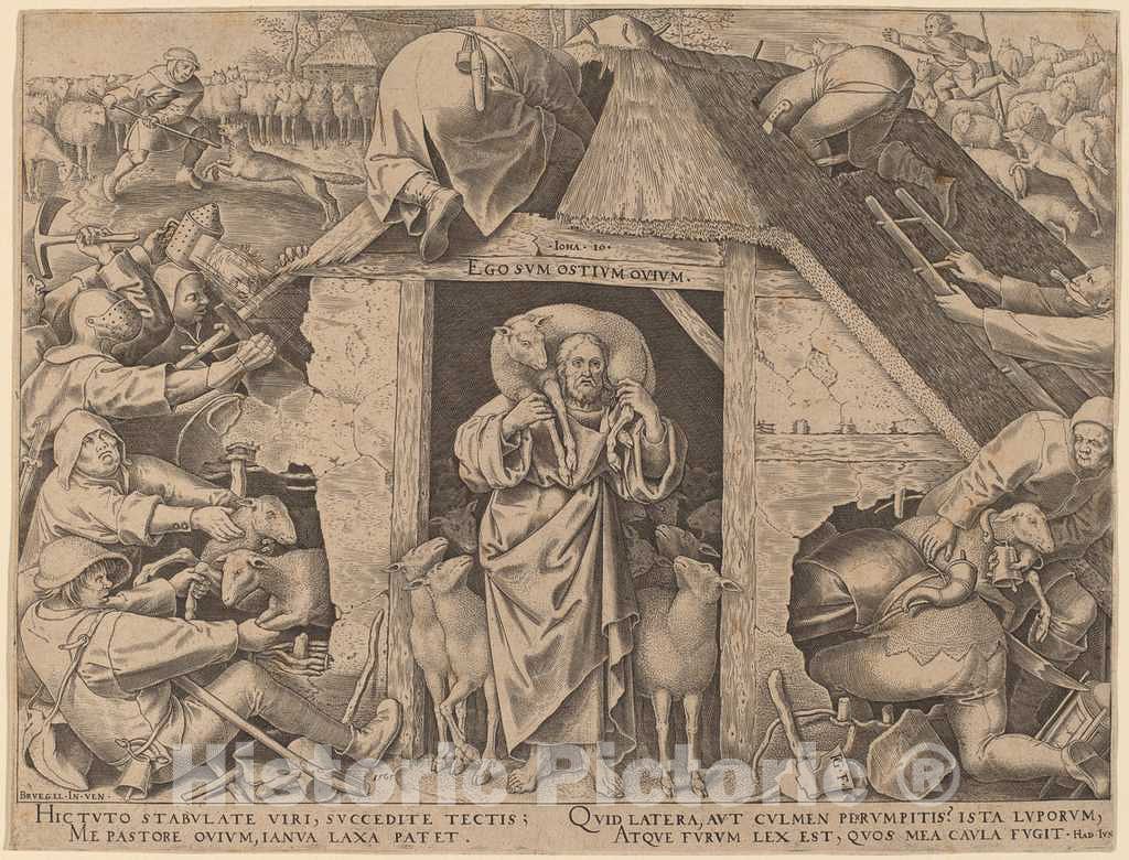 Art Print : Galle After Bruegel The Elder, The Parable of The Good Shepherd, 1565 - Vintage Wall Art