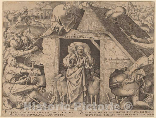 Art Print : Galle After Bruegel The Elder, The Parable of The Good Shepherd, 1565 - Vintage Wall Art