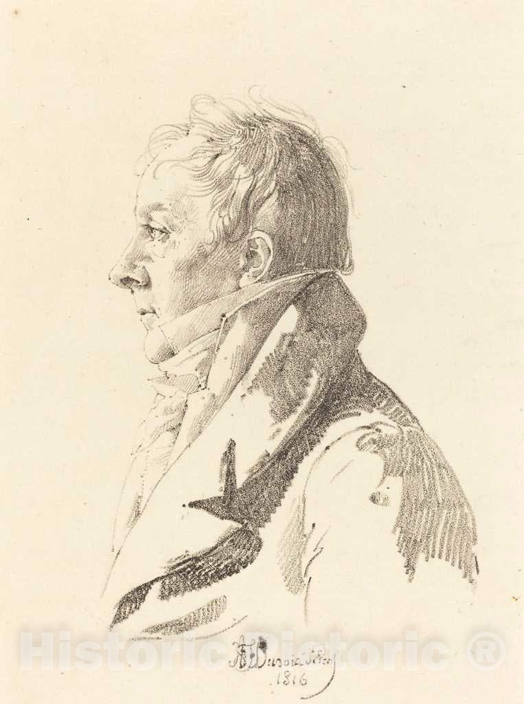 Art Print : Honore-Jean Dubois Duperray, Portrait of a Man, 1816 - Vintage Wall Art