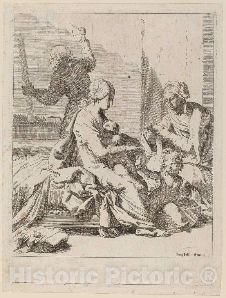 Art Print : Elisabetta Sirani, The Holy Family with Saint Elizabeth and Saint John The Baptist, c.1655 - Vintage Wall Art