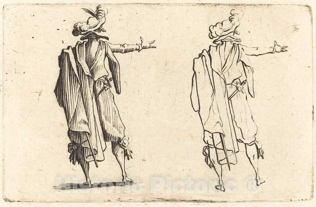 Art Print : Jacques Callot, Man seen from Behind with His Right Arm Extended, c. 1622 - Vintage Wall Art