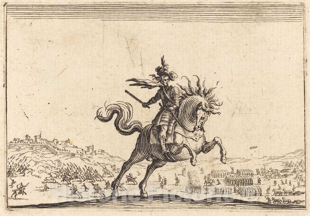 Art Print : Jacques Callot, Military Commander on Horseback, c. 1622 - Vintage Wall Art