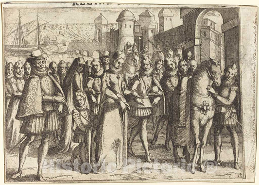 Art Print : Jacques Callot, Arrival at Valencia [Recto], 1612 - Vintage Wall Art