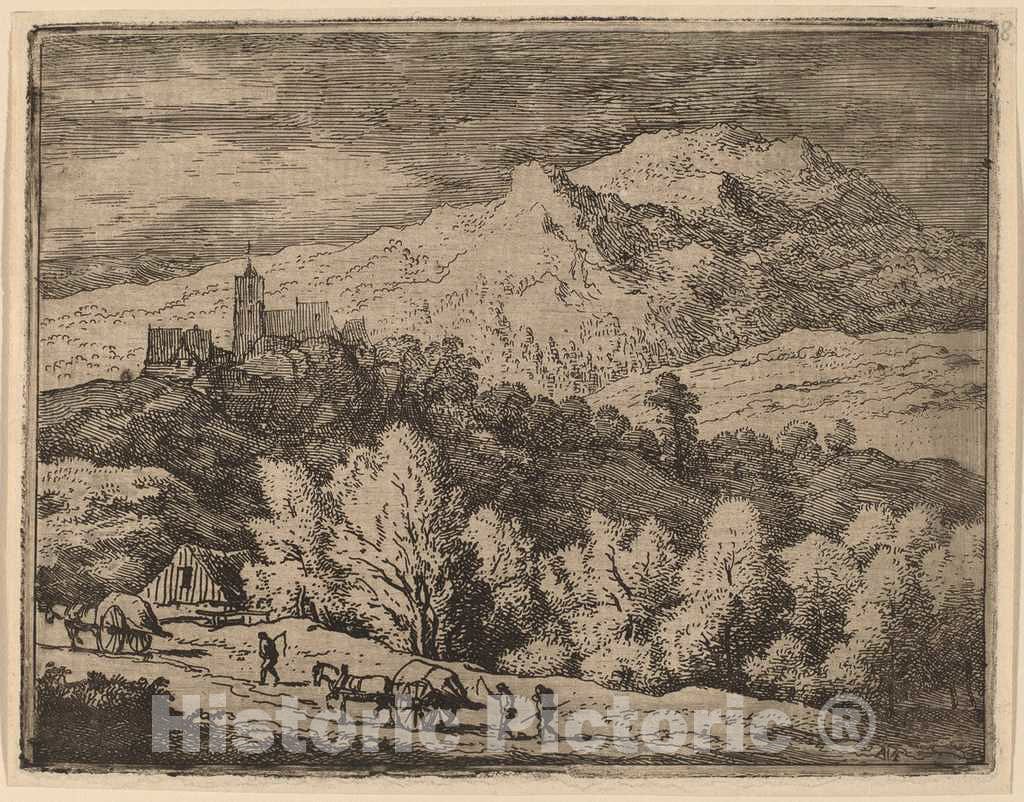 Art Print : Allart Van Everdingen, Two Carts, c.1651 - Vintage Wall Art