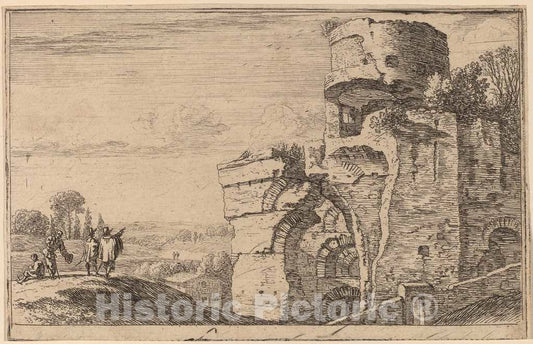 Art Print : Herman Van Swanevelt, Ruins on The Palatine Hill - Vintage Wall Art