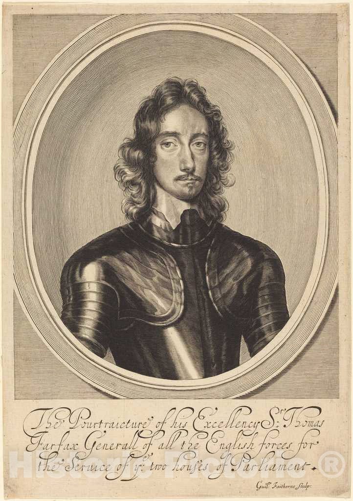 Art Print : Faithorne After Walker, Lord Thomas Fairfax - Vintage Wall Art