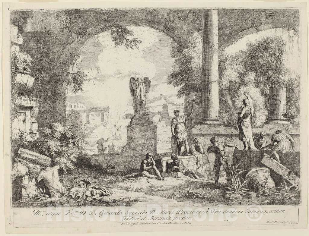 Art Print : Marco Ricci, Landscape with Classical Ruins, 1720s - Vintage Wall Art