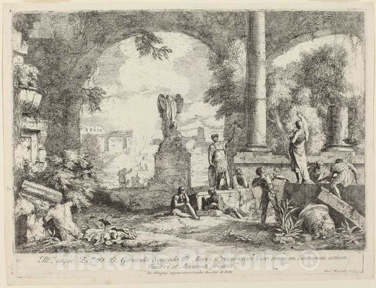 Art Print : Marco Ricci, Landscape with Classical Ruins, 1720s - Vintage Wall Art