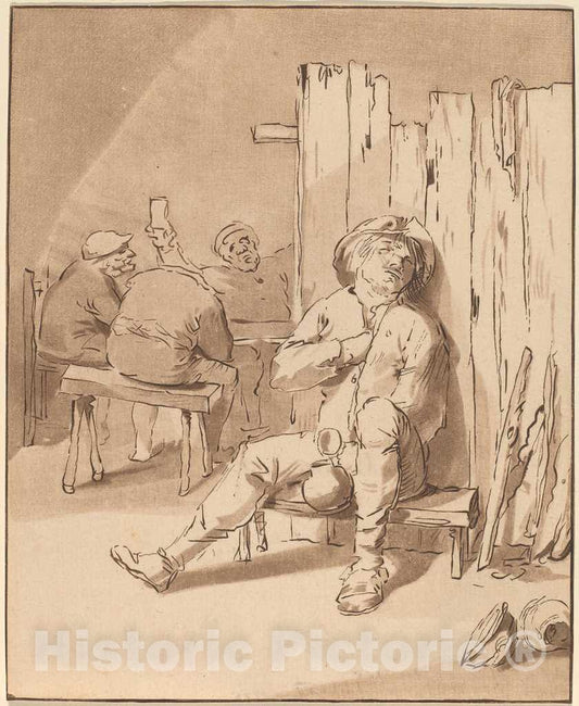 Art Print : Amstel and Schreuder After Brouwer, Drunken Peasant at an Inn, 1775 - Vintage Wall Art