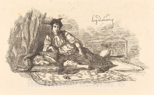 Art Print : EugÃ¨ne Delacroix, Jewish Woman of Algiers (Juive d'Alger et une rue Ã  Alger), 1838 - Vintage Wall Art