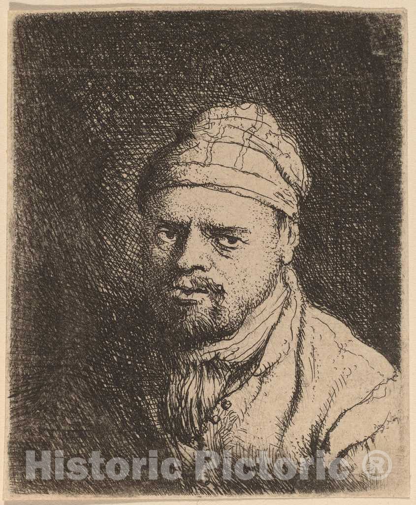 Art Print : Jan Lievens, Bust of a Cook with Cap - Vintage Wall Art