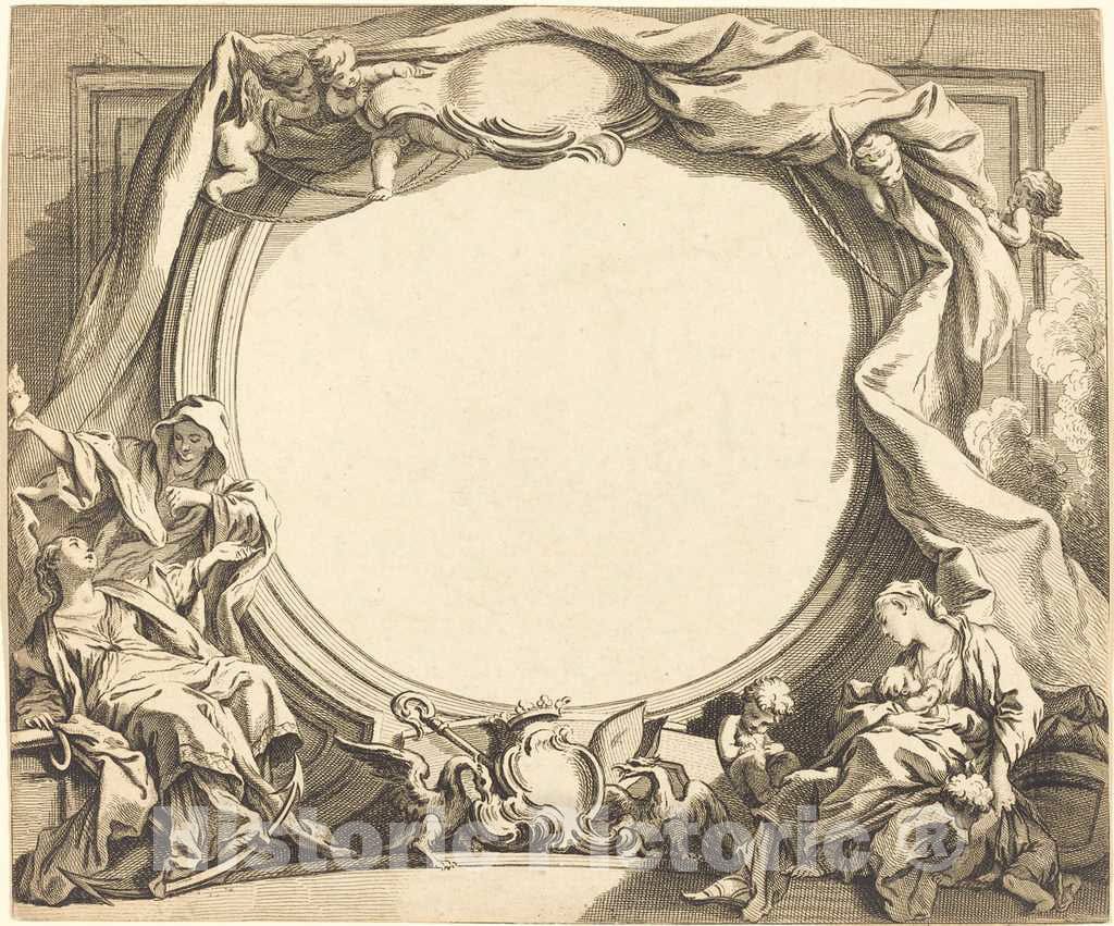 Art Print : Gabriel Huquier After Boucher, Faith and Charity - Vintage Wall Art