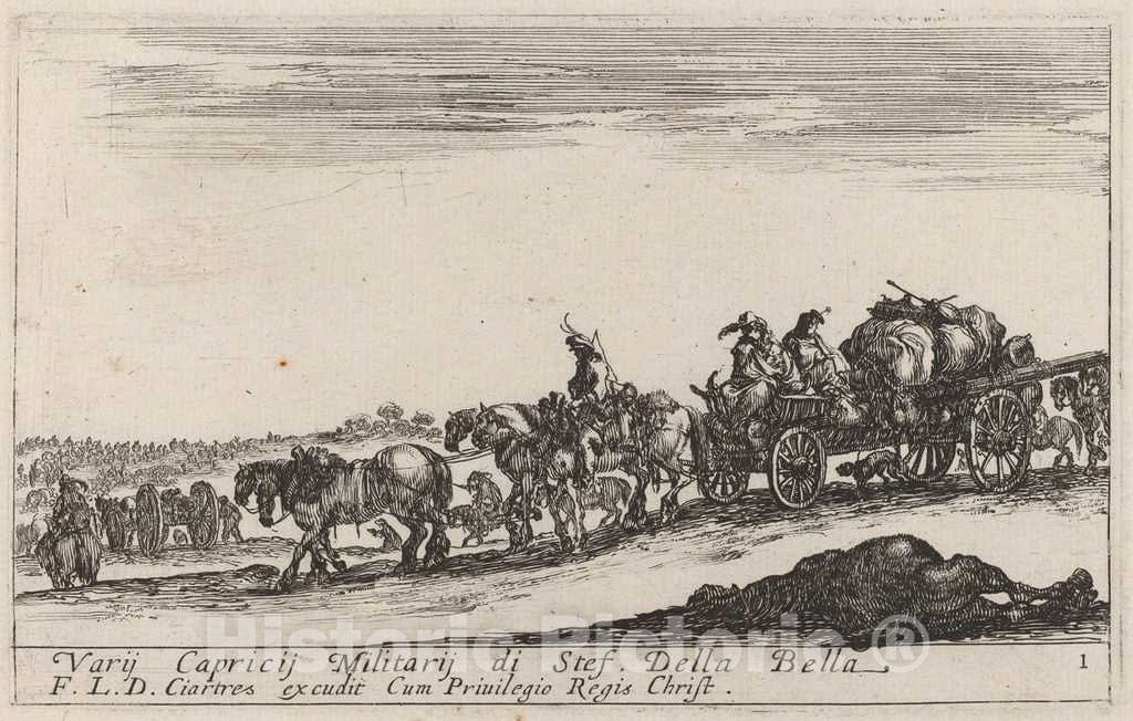 Art Print : Stefano Della Bella, Baggage Train, c. 1641 - Vintage Wall Art