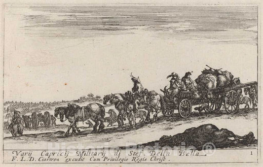 Art Print : Stefano Della Bella, Baggage Train, c. 1641 - Vintage Wall Art