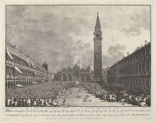 Art Print : Brustolon After Canaletto, The Doge Carried Around The Piazza San Marco, c.1765 - Vintage Wall Art