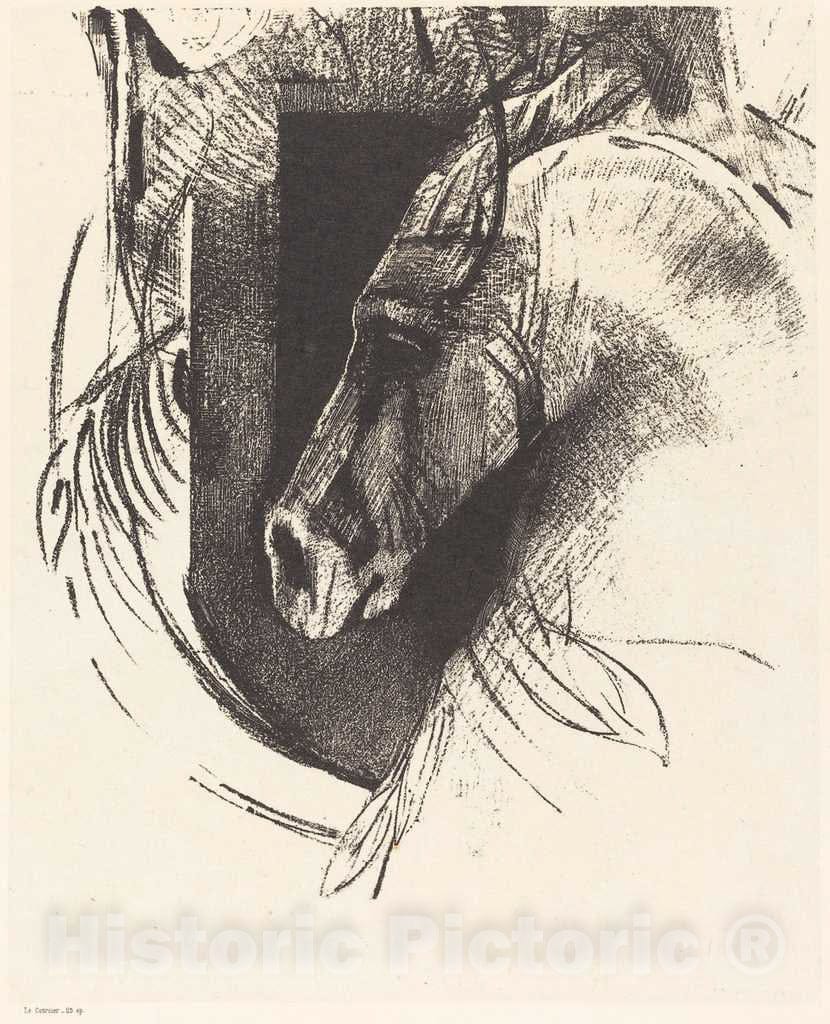 Art Print : Odilon Redon, Le Coursier (The Race Horse), 1894 - Vintage Wall Art