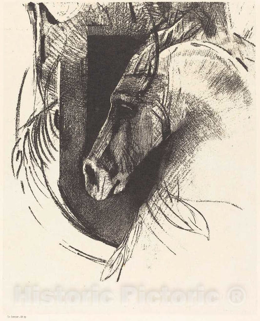 Art Print : Odilon Redon, Le Coursier (The Race Horse), 1894 - Vintage Wall Art