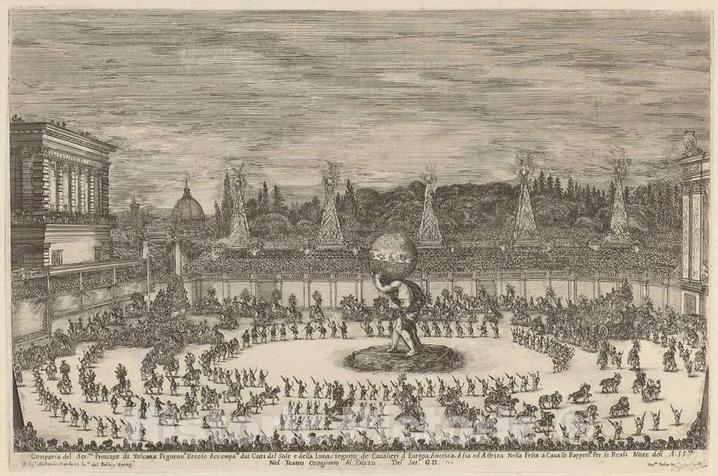 Art Print : Stefano Della Bella, Entrance of The Prince of Tuscany, 1661 - Vintage Wall Art