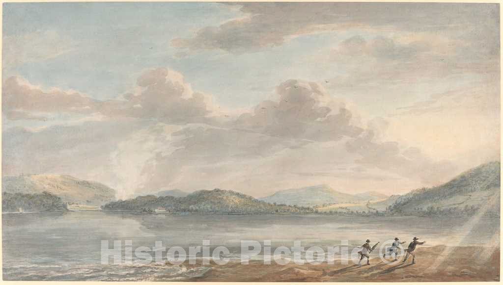 Art Print : Sandby, The Tide Rising at Briton Ferry, 1773 - Vintage Wall Art