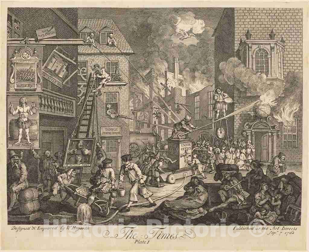 Art Print : William Hogarth, The Times, pl.1, 1762 - Vintage Wall Art