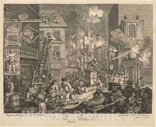Art Print : William Hogarth, The Times, pl.1, 1762 - Vintage Wall Art