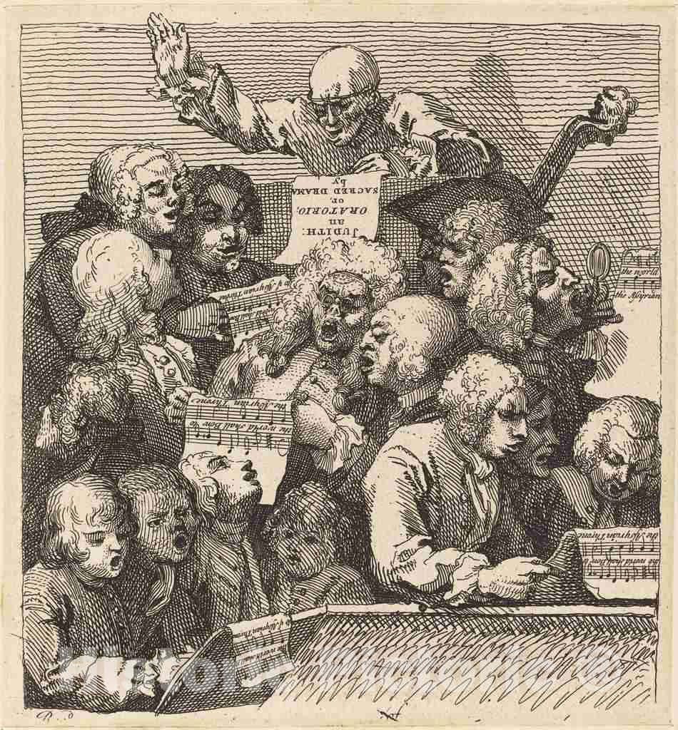 Art Print : William Hogarth, A Chorus of Singers, 1732 - Vintage Wall Art