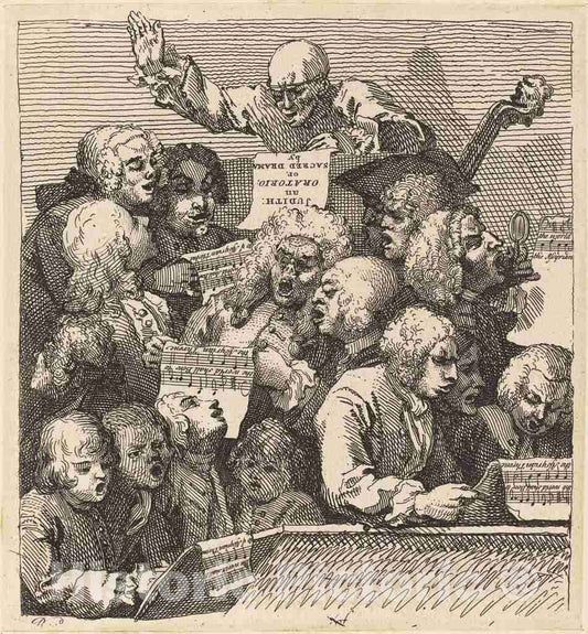 Art Print : William Hogarth, A Chorus of Singers, 1732 - Vintage Wall Art