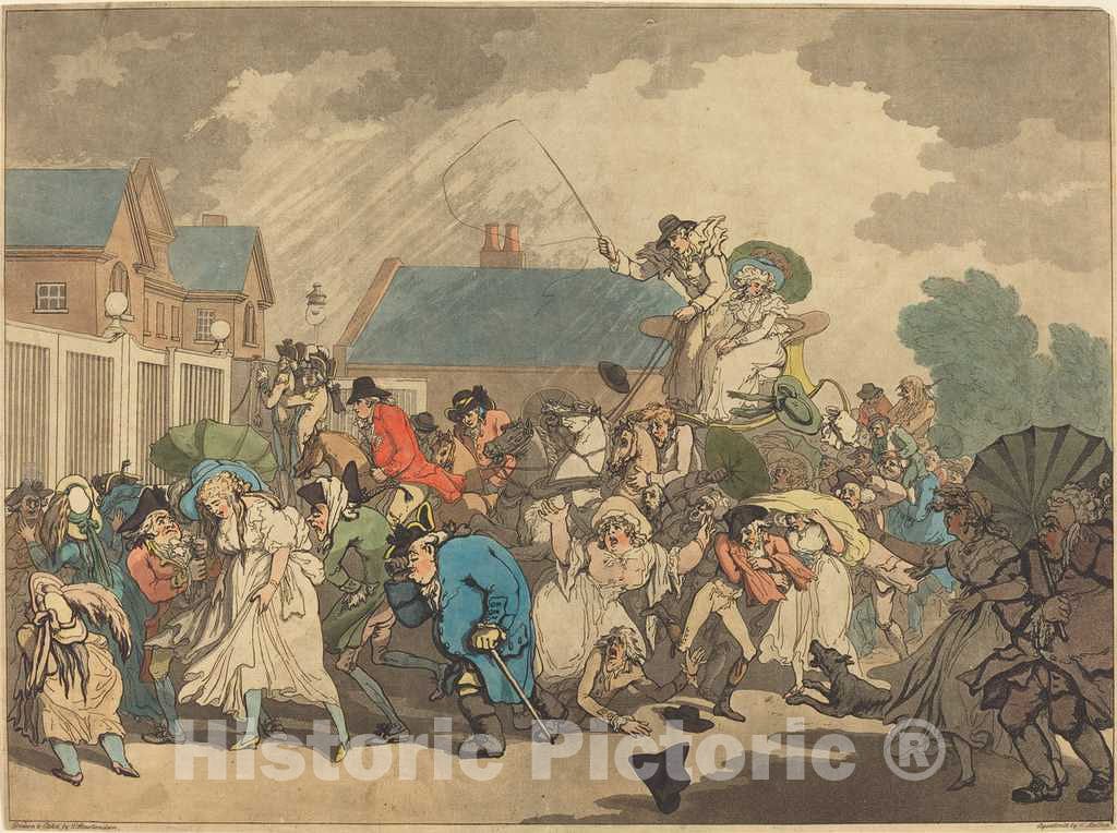 Art Print : Rowlandson, A Squall in Hyde Park, 1791 - Vintage Wall Art