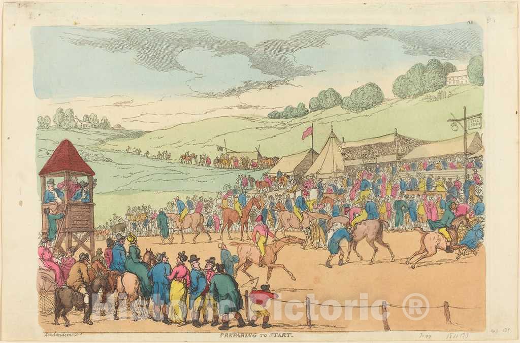 Art Print : Rowlandson, Preparing to Start, 1811 - Vintage Wall Art