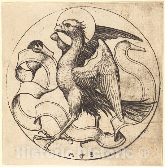 Art Print : Martin Schongauer, The Eagle of Saint John, c. 1490 - Vintage Wall Art