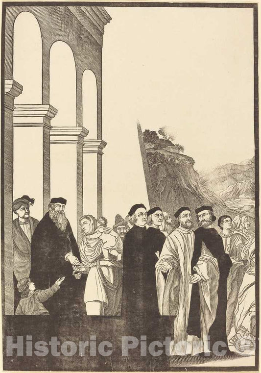 Art Print : Jackson After Titian, Presentation of The Virgin in The Temple [Left Plate], 1742 - Vintage Wall Art
